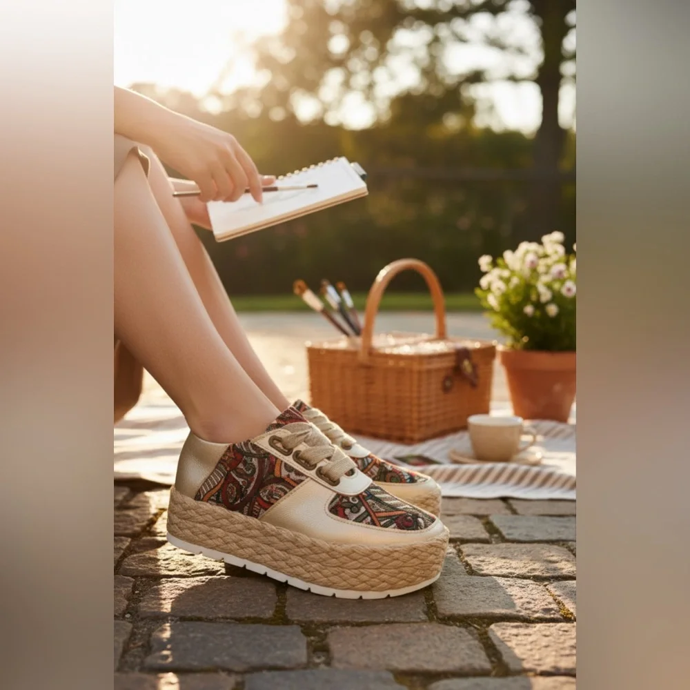 Jute Grass Platform Casual Sneakers